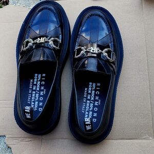 Richmond Black Loafers with Elegant Metal Detail